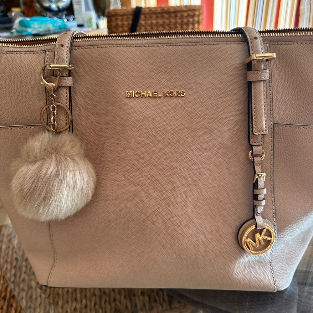 Michael Kors Beige Tote with Gold Accents - Picture 9 of 9